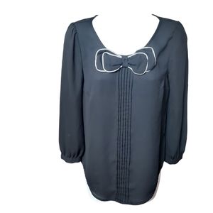 LC Lauren Conrad Black Top with White Accent Bow